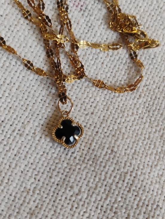 Jewelry - Gold Over Sterling Silver Black Stone Necklace